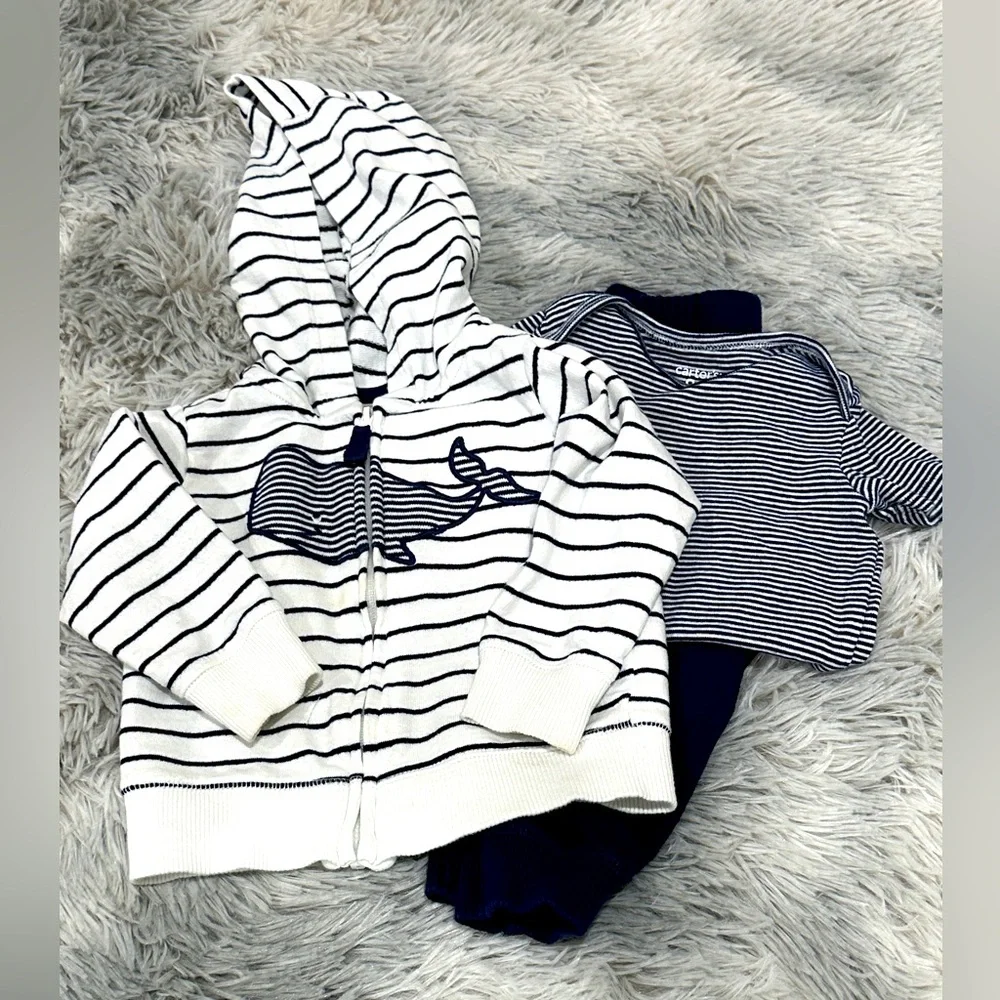 Carter's Navy and White Whale Hoodie Set